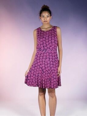 Diane Von Furstenberg Purple Pink Floral Sleeveless Midi Dress